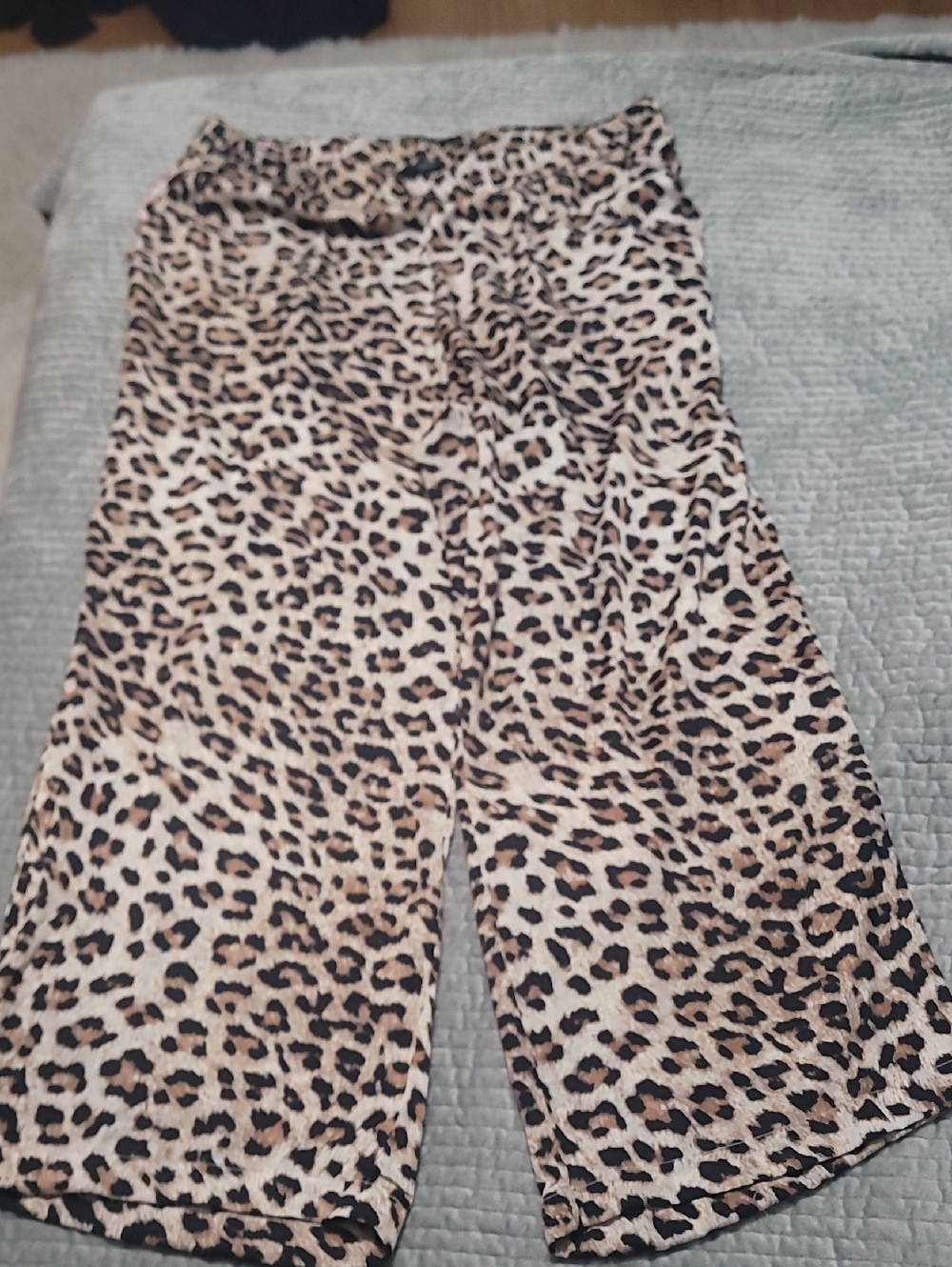 Leopard Print Wide-Leg Pants - Beige Black Brown